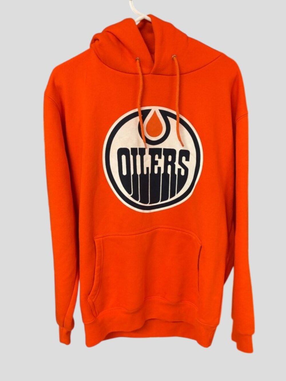NHL Edmonton Oilers Hockey Orange Fleece Hoodie Sweatshirt Unisex Size Medium